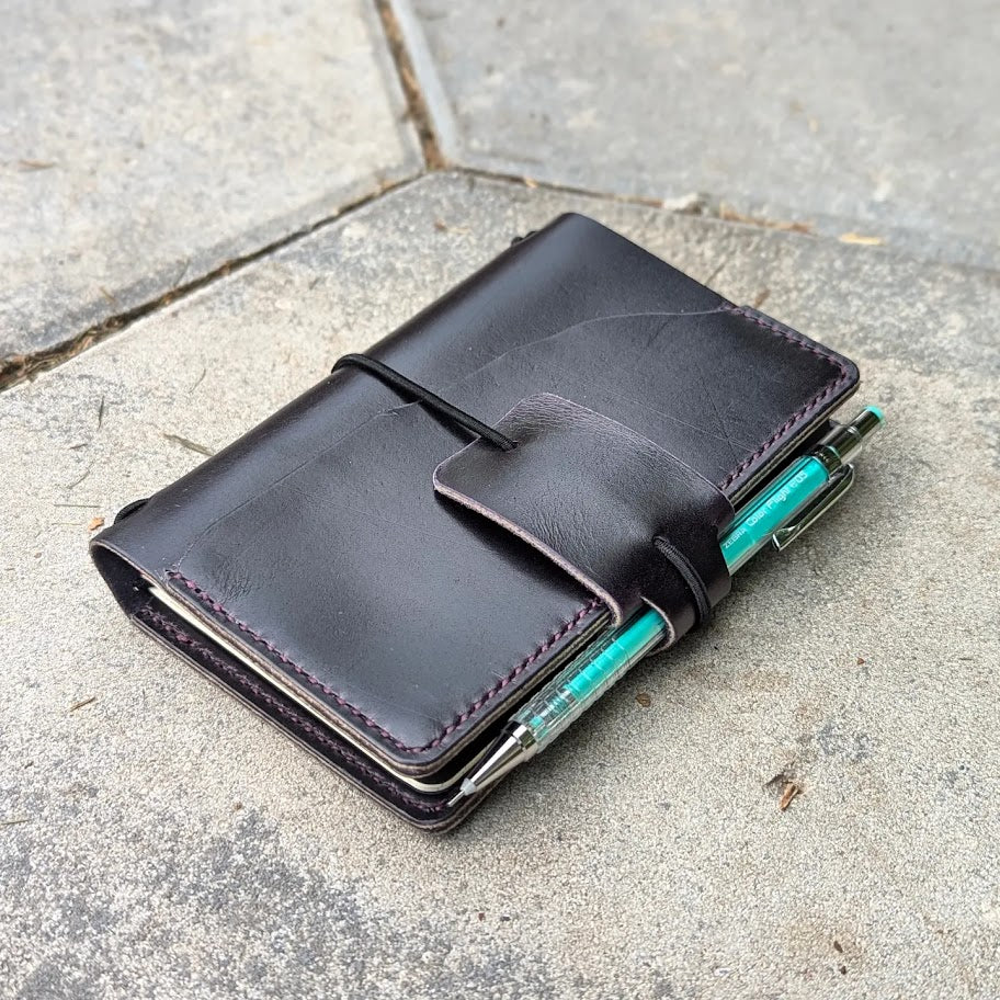 POCKET Traveller's Refillable Notebook | Eggplant Purple with 'Live Edge' #6