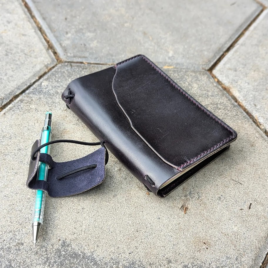 Pocket Traveller's Refillable Notebook | Eggplant Purple with 'Live Edge' #6