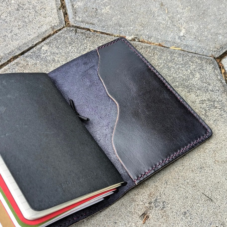 Pocket Traveller's Refillable Notebook | Eggplant Purple with 'Live Edge' #6