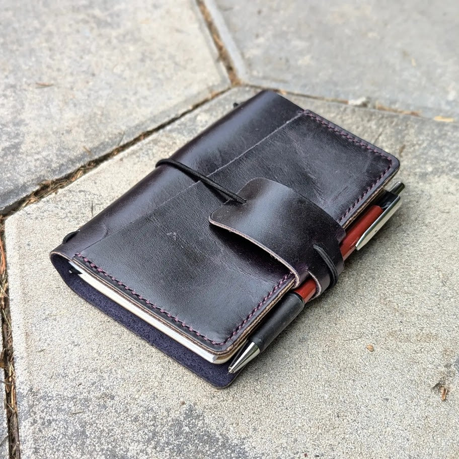 POCKET Traveller's Refillable Notebook | Eggplant Purple 'Live Edge' #7