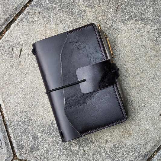 POCKET Traveller's Refillable Notebook | Eggplant Purple 'Live Edge' #9