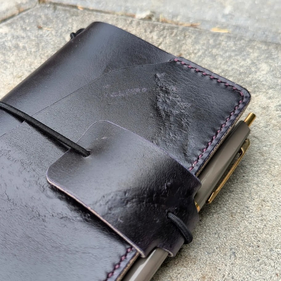 Pocket Traveller's Refillable Notebook | Eggplant Purple 'Live Edge' #9