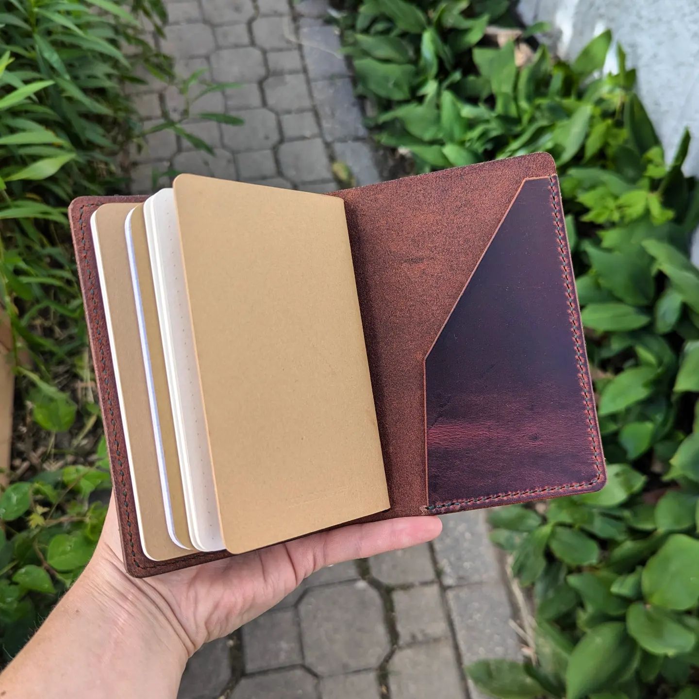 POCKET Traveller's Refillable Notebook | Dark Red Distressed Leather