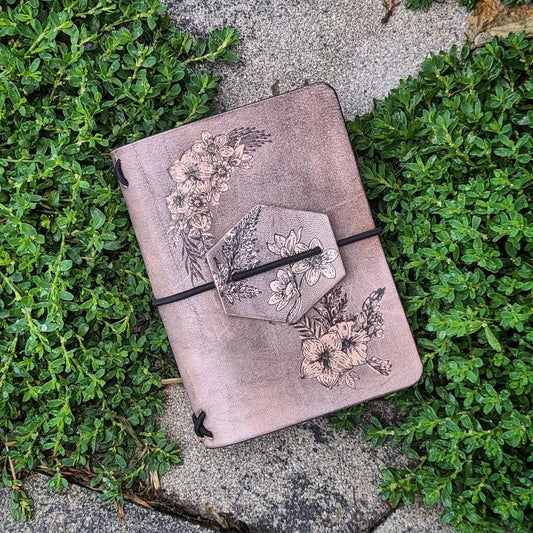 Pocket Traveller's Refillable Notebook | Ink-Stamped Flowers