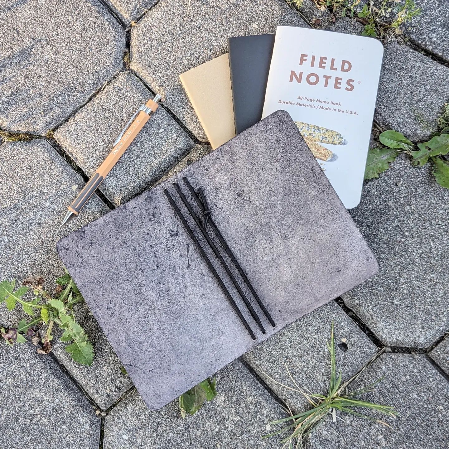 Pocket Traveller's Refillable Notebook | Ink-Stamped Sunflower #1