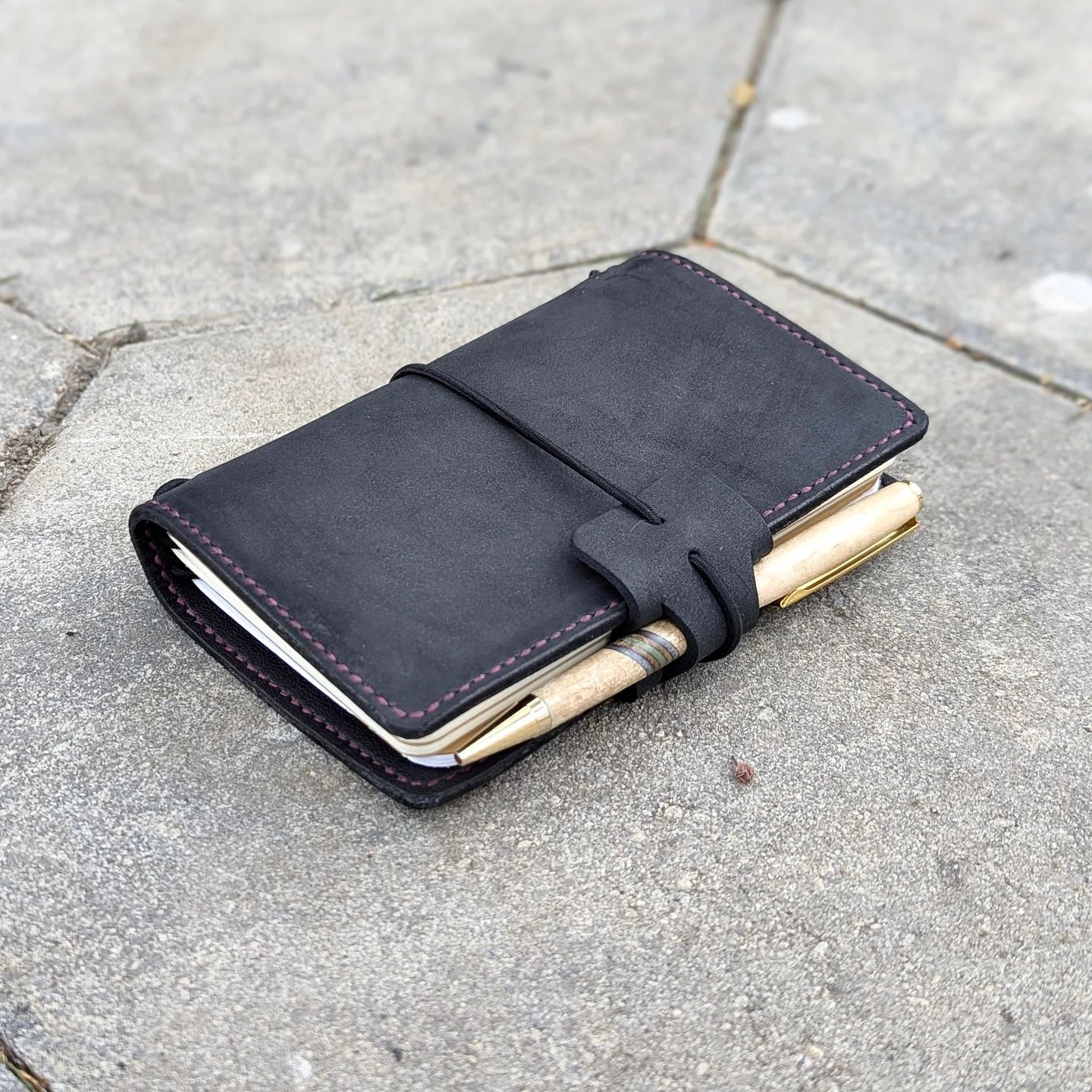 Pocket Traveller's Refillable Notebook | Black Nubuck