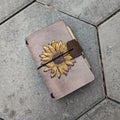 POCKET Traveller's Refillable Notebook | Pyrography Sunflower #1