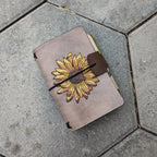 POCKET Traveller's Refillable Notebook | Pyrography Sunflower #1