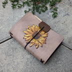 POCKET Traveller's Refillable Notebook | Pyrography Sunflower #1