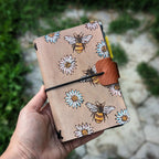 POCKET Traveller's Refillable Notebook | Pyrography Bees + Flowers #1