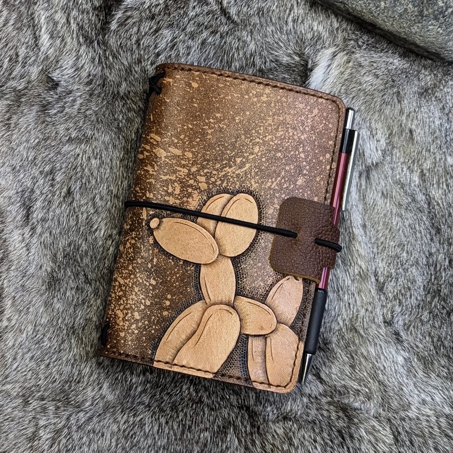 Pocket Traveller's Refillable Notebook | Tooled Balloon Dog #1