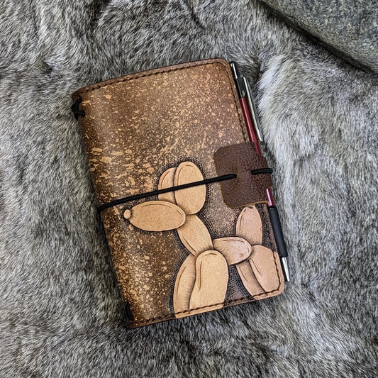 POCKET Traveller's Refillable Notebook | Tooled Balloon Dog #1