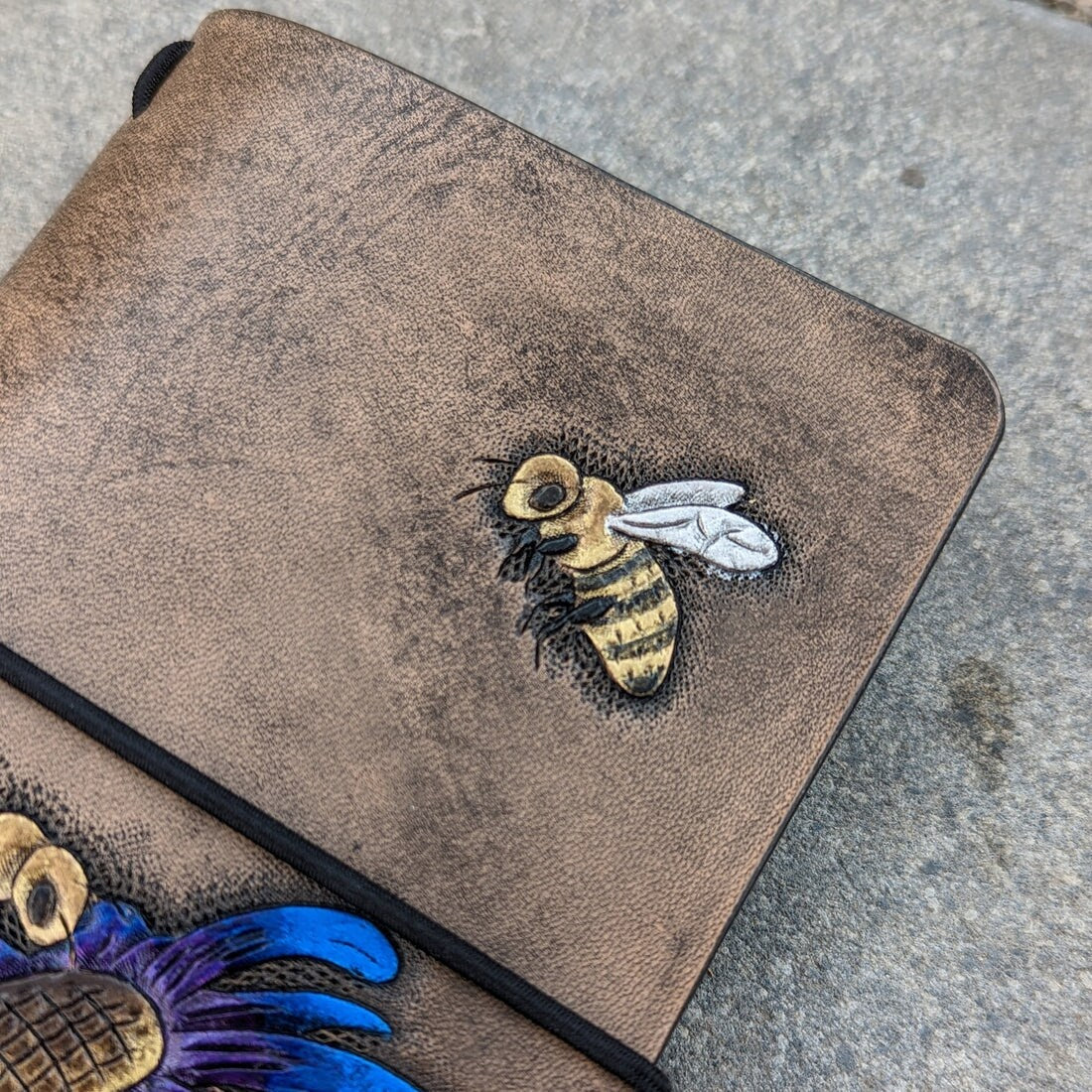 Pocket Traveller's Refillable Notebook | Tooled Flower + Bees #1