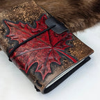 POCKET traveller's Refillable Notebook | Large Tooled Maple Leaf #1