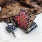 POCKET traveller's Refillable Notebook | Large Tooled Maple Leaf #1
