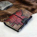 POCKET traveller's Refillable Notebook | Large Tooled Maple Leaf #1