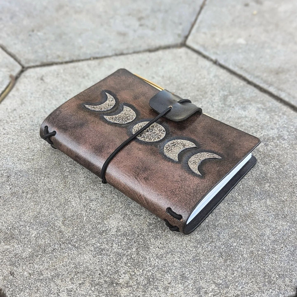 POCKET Traveller's Refillable Notebook | Tooled Moon Phases #1