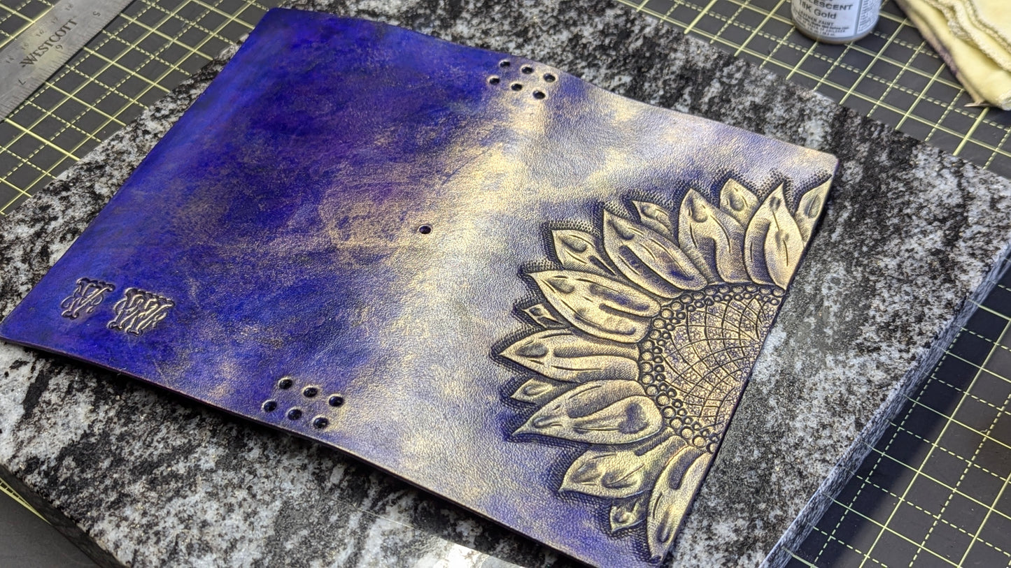 B6 Slim Traveller's Refillable Notebook | Purple + Gold Sunflower for T.W.