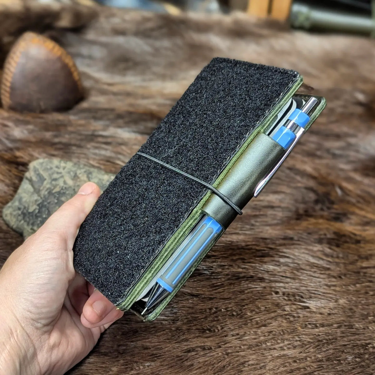 CUSTOM Traveller's Notebook | Pocket Velcro Cover for B.T.