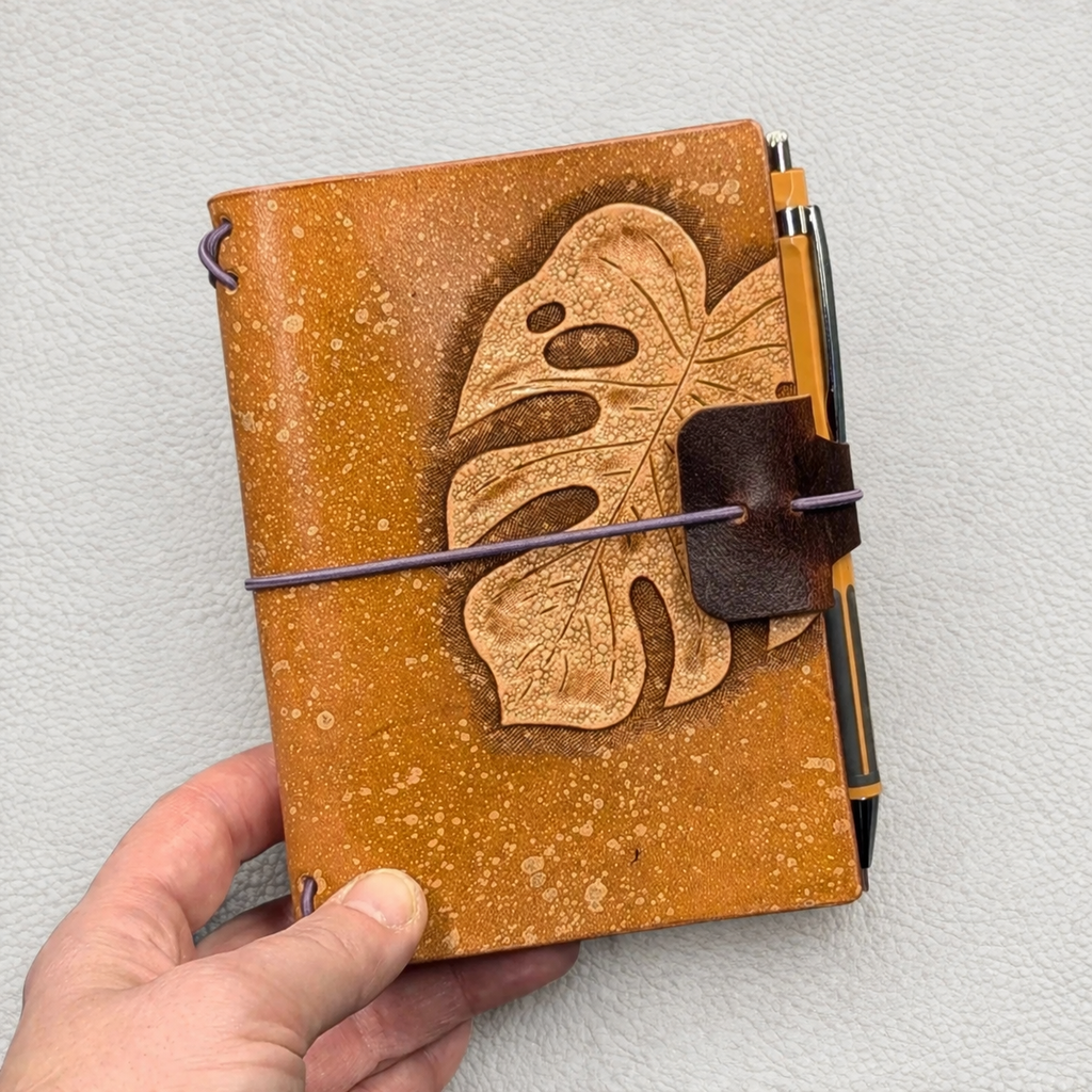 Monstera Notebook Monstera Leaf Leather Journal – Refillable Notebook with Tropical ...