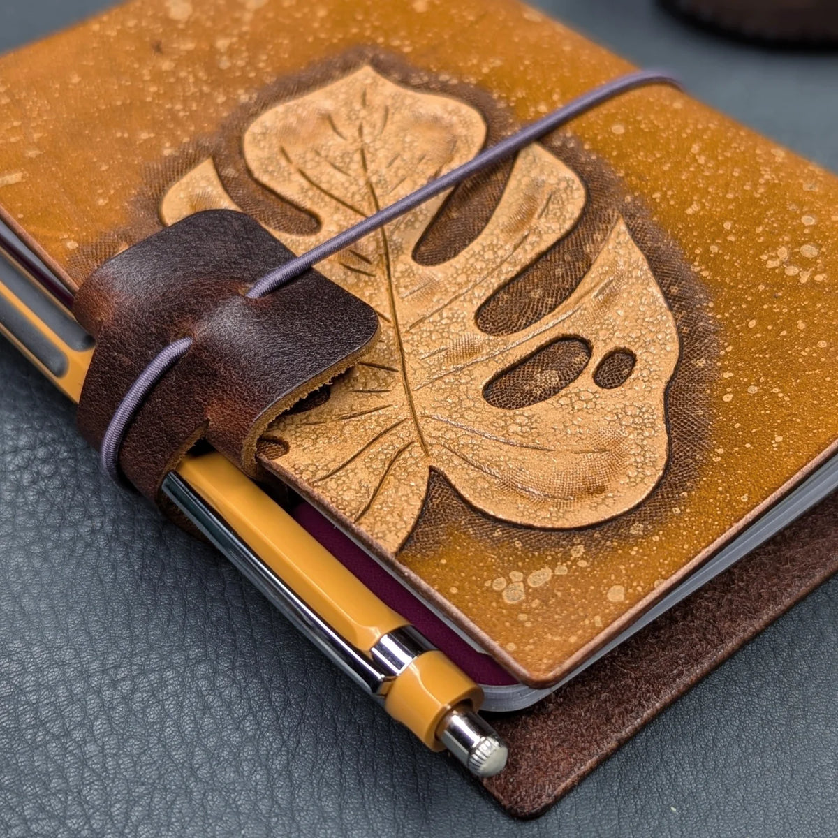 Monstera Notebook Monstera Leaf Leather Journal – Refillable Notebook with Tropical ...
