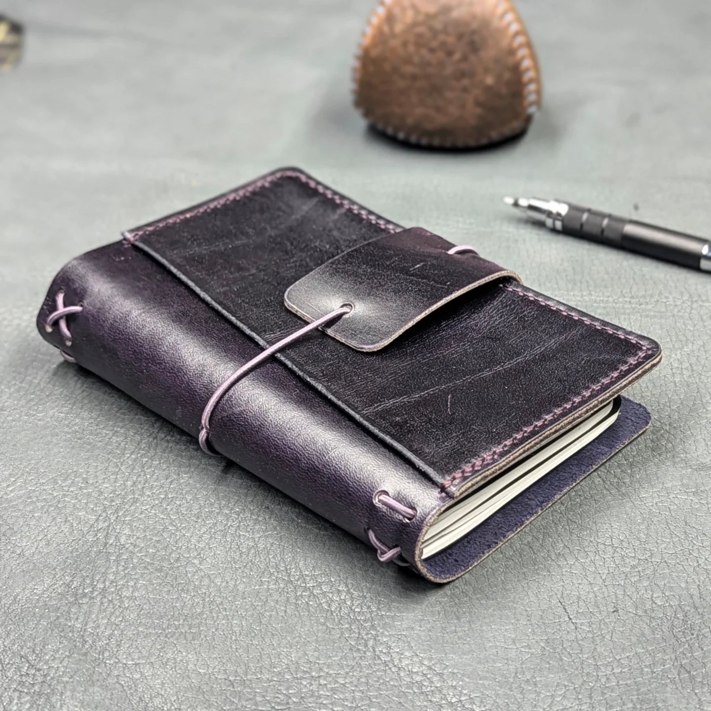 POCKET Traveller's Refillable Notebook | Eggplant Purple 'Live Edge' #11