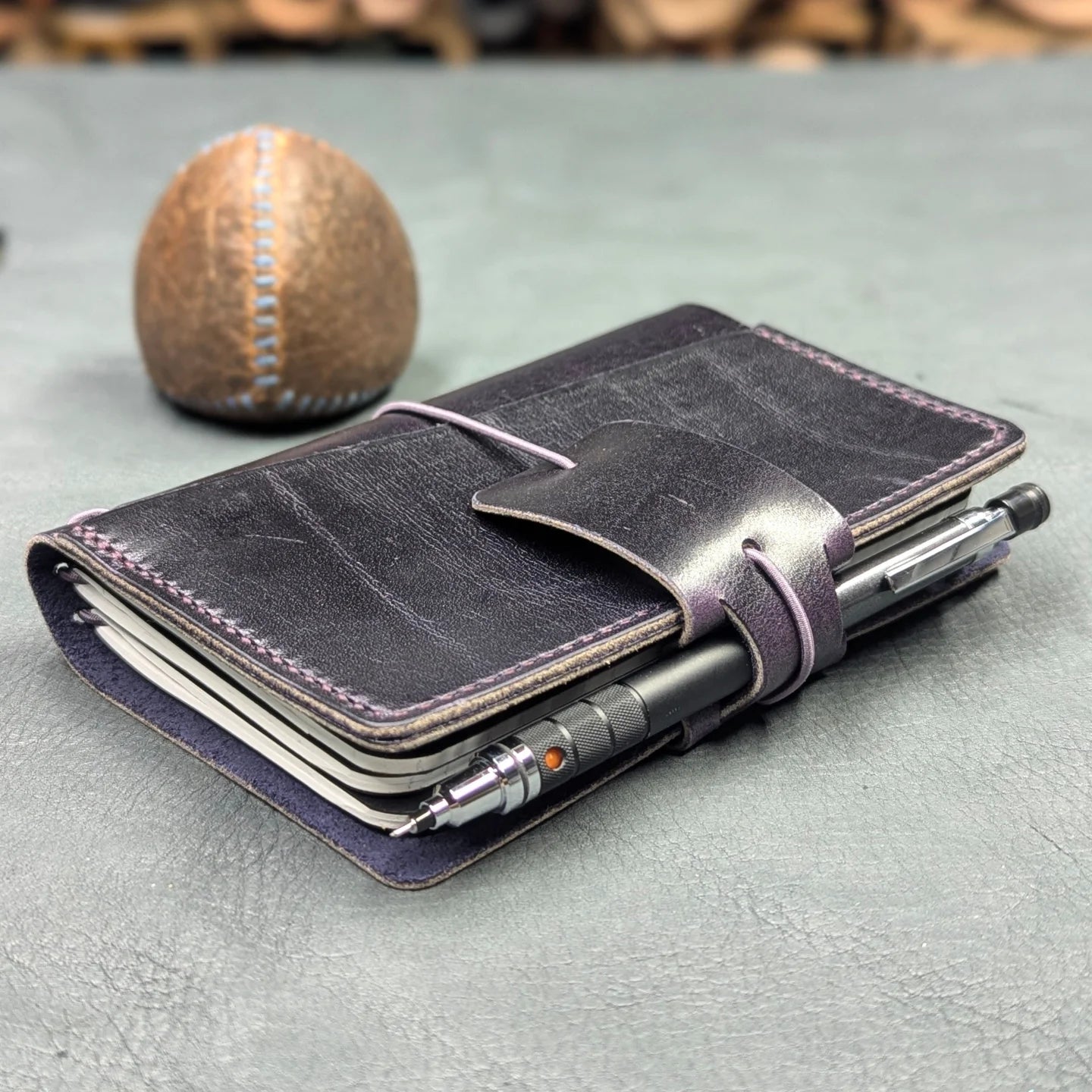 POCKET Traveller's Refillable Notebook | Eggplant Purple 'Live Edge' #11