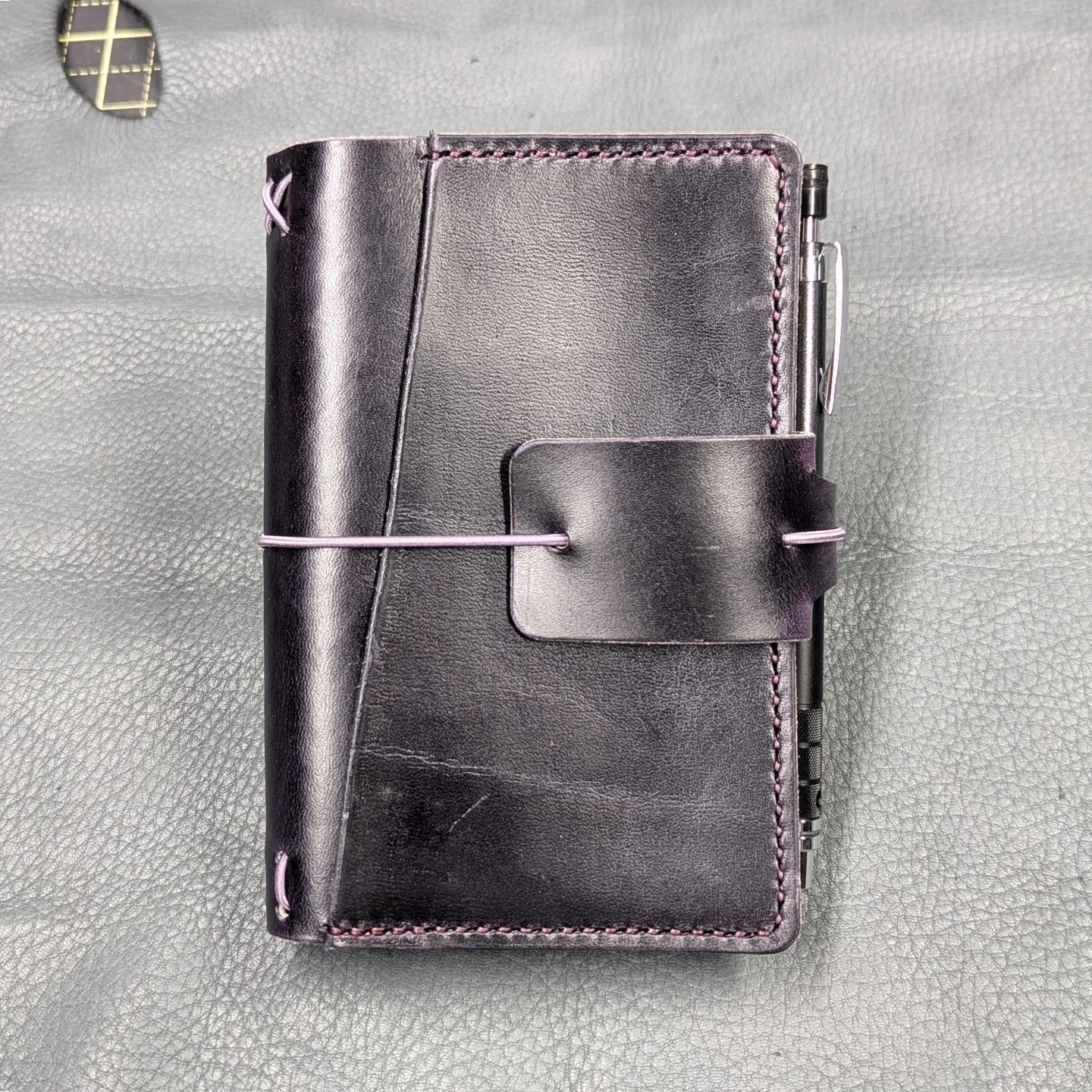 POCKET Traveller's Refillable Notebook | Eggplant Purple 'Live Edge' #11