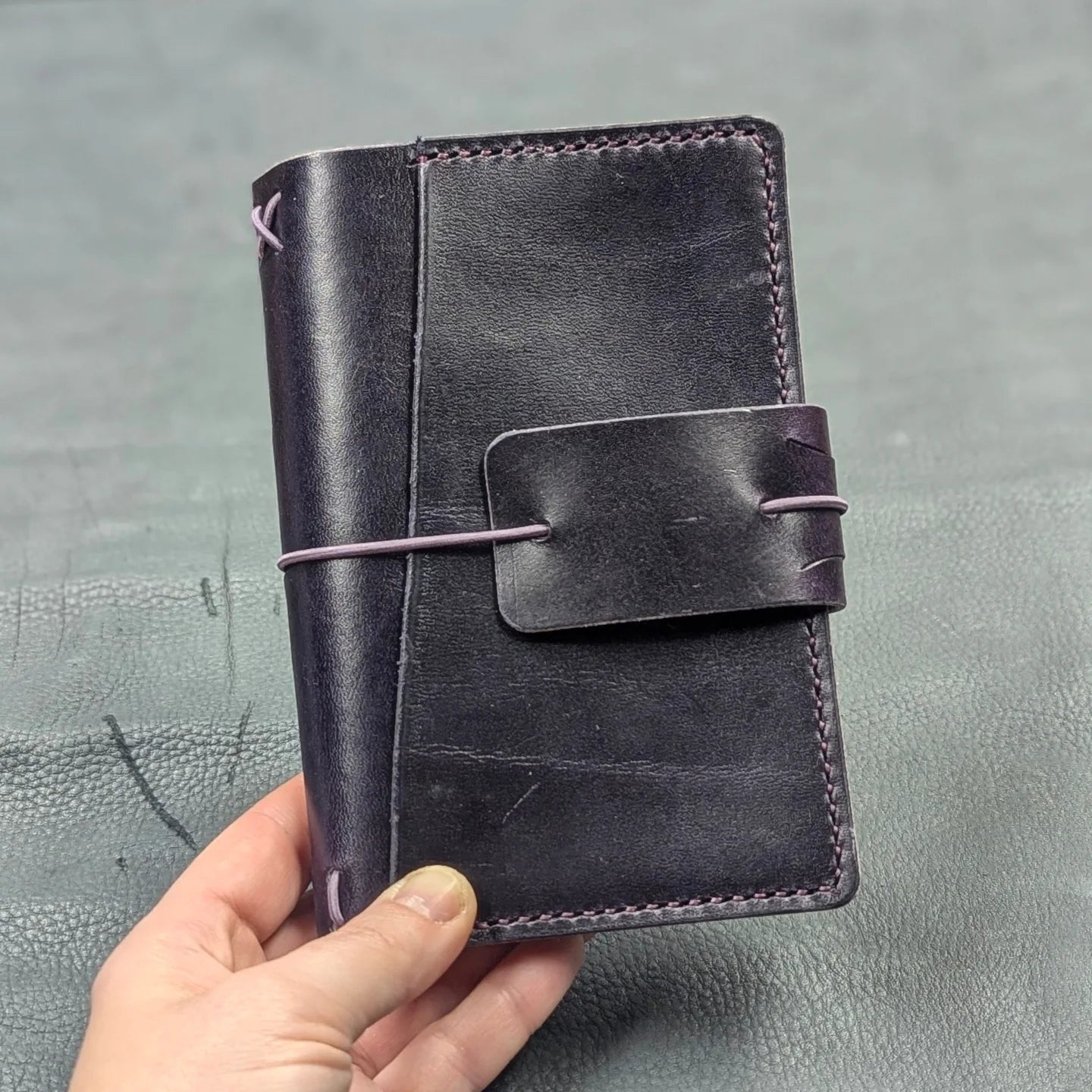 POCKET Traveller's Refillable Notebook | Eggplant Purple 'Live Edge' #11