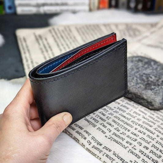 Custom Bifold Wallet | Black, Blue, + Red for R.K.