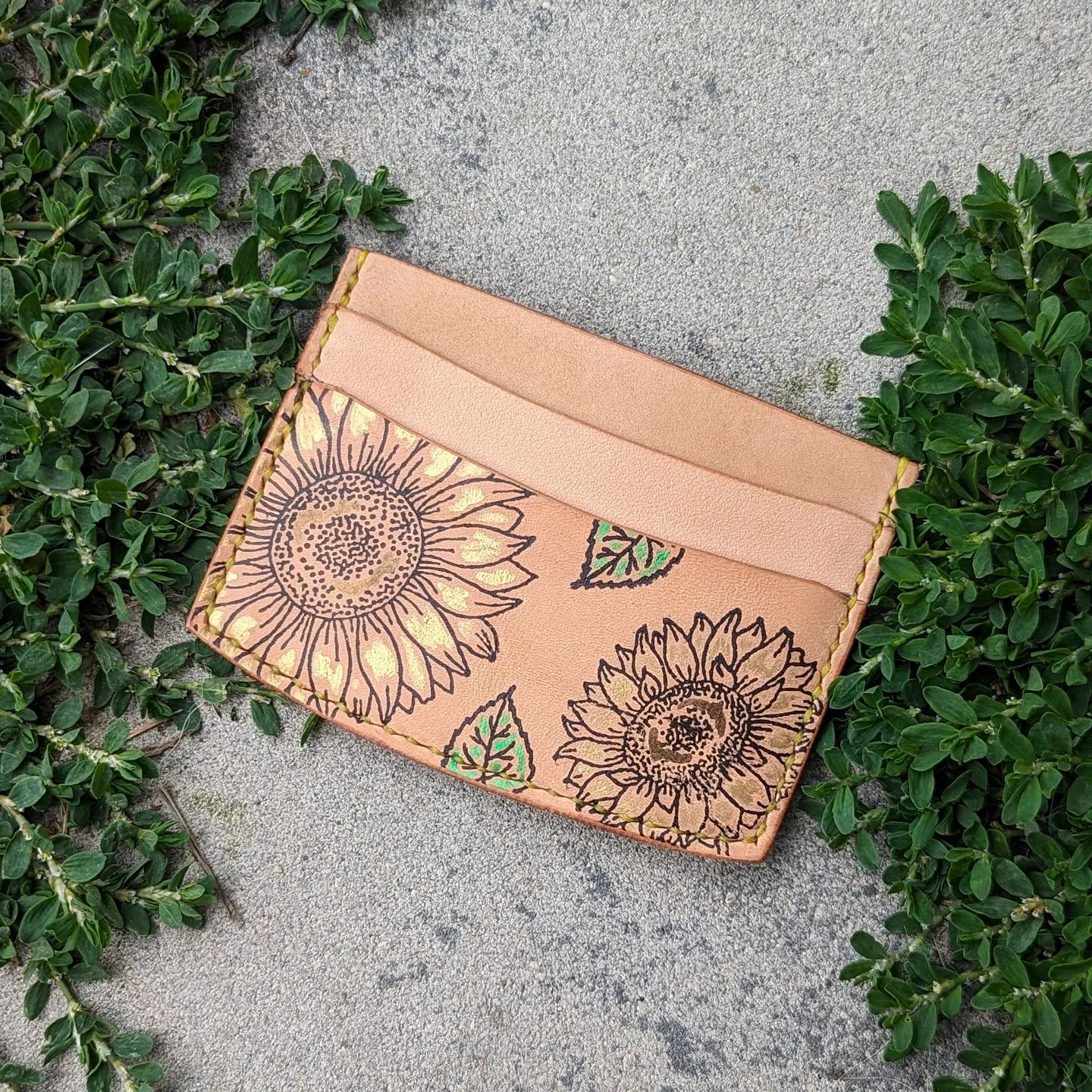 Three-Pocket Minimalist Wallet | Archival Ink Sunflowers