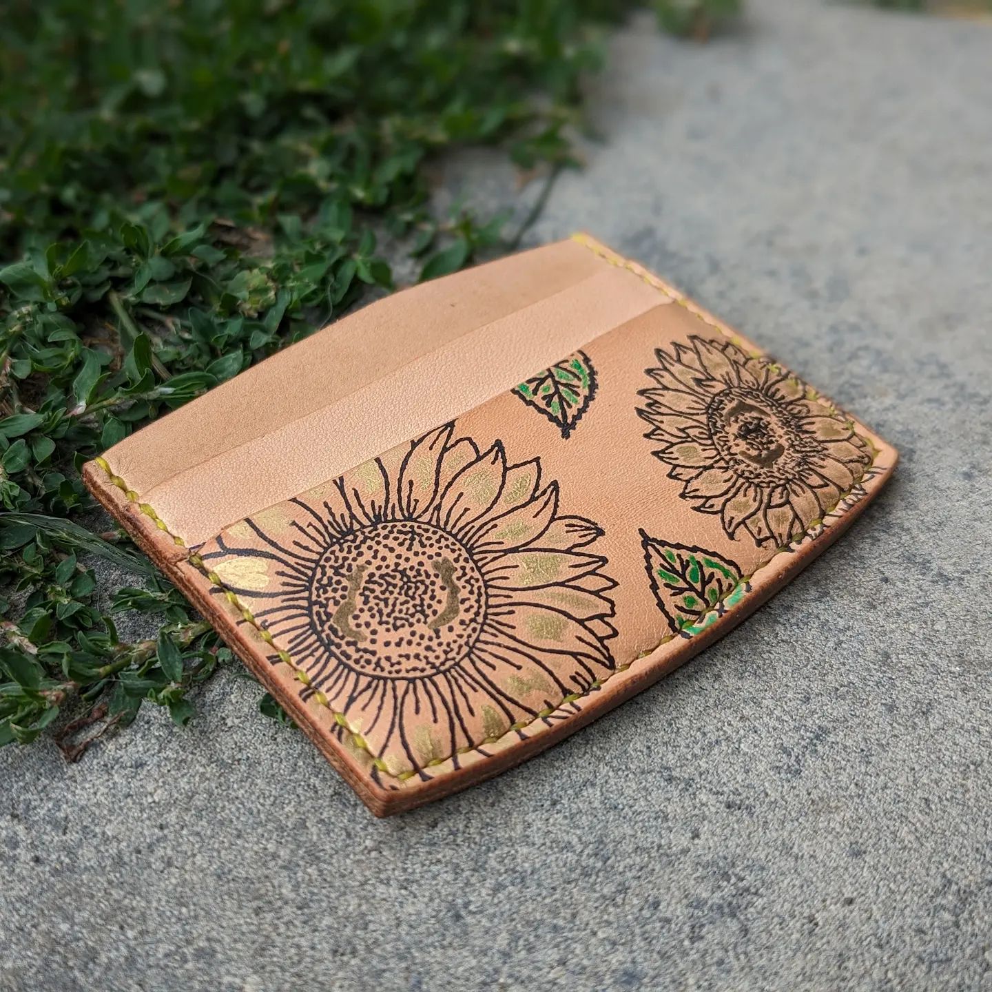 Three-Pocket Minimalist Wallet | Archival Ink Sunflowers