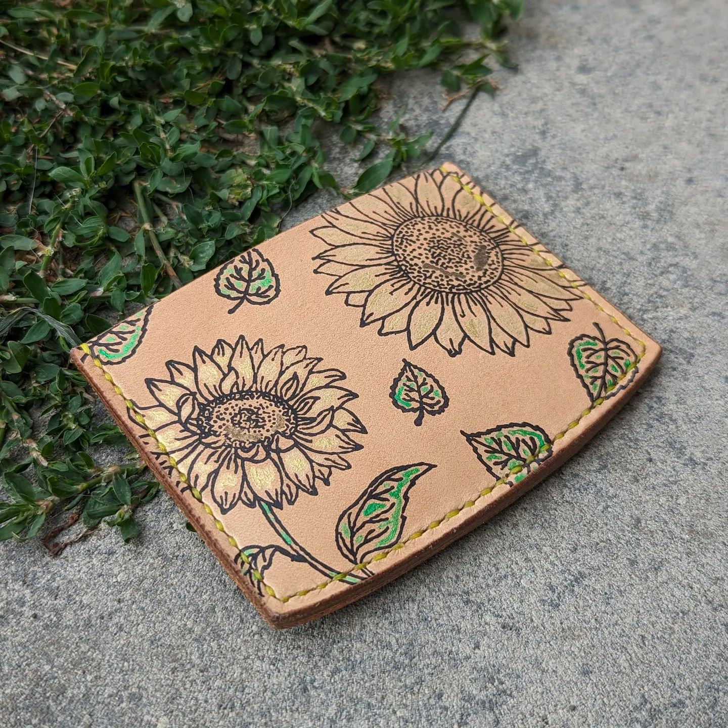 Three-Pocket Minimalist Wallet | Archival Ink Sunflowers