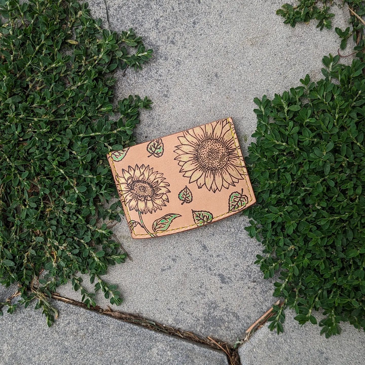 Three-Pocket Minimalist Wallet | Archival Ink Sunflowers