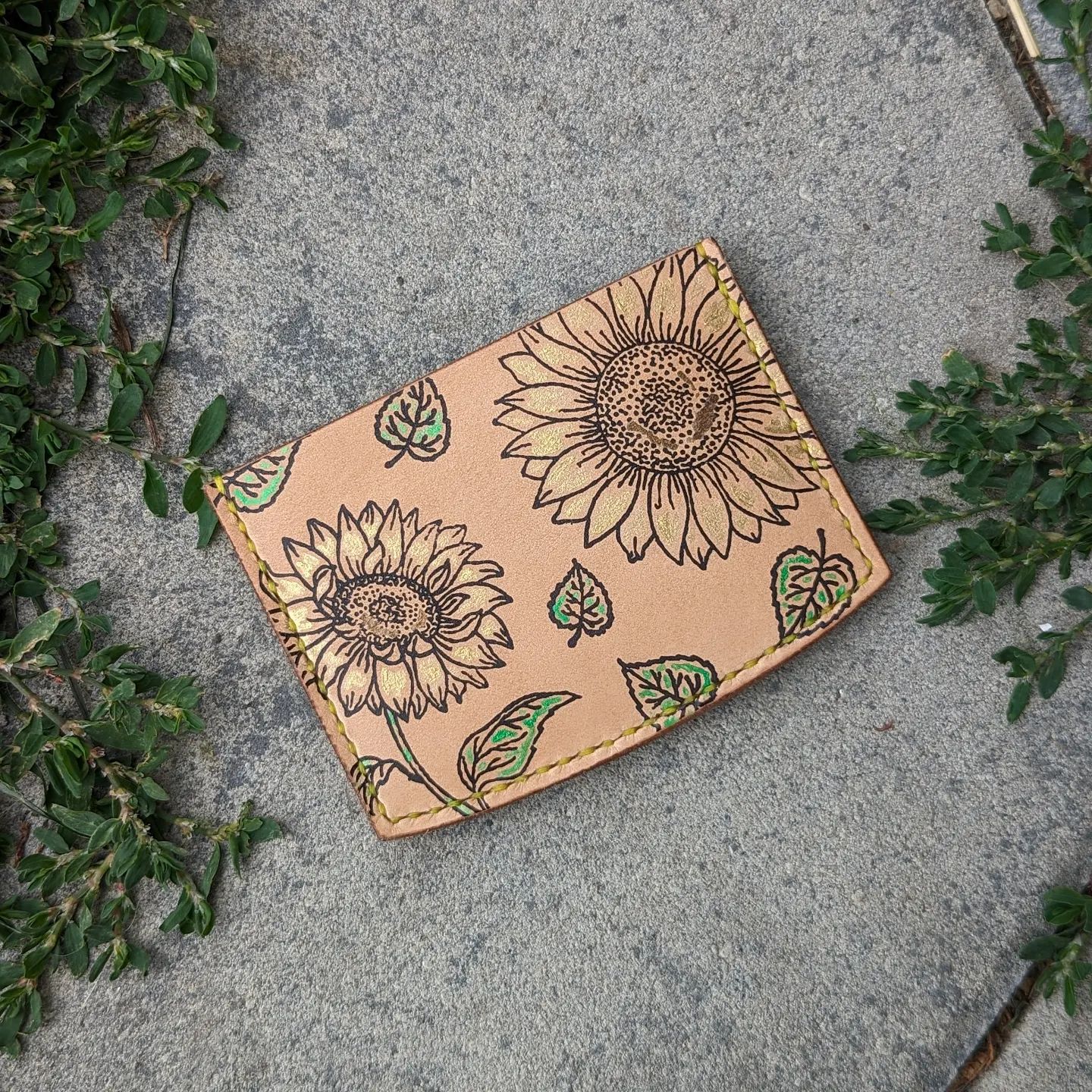 Three-Pocket Minimalist Wallet | Archival Ink Sunflowers