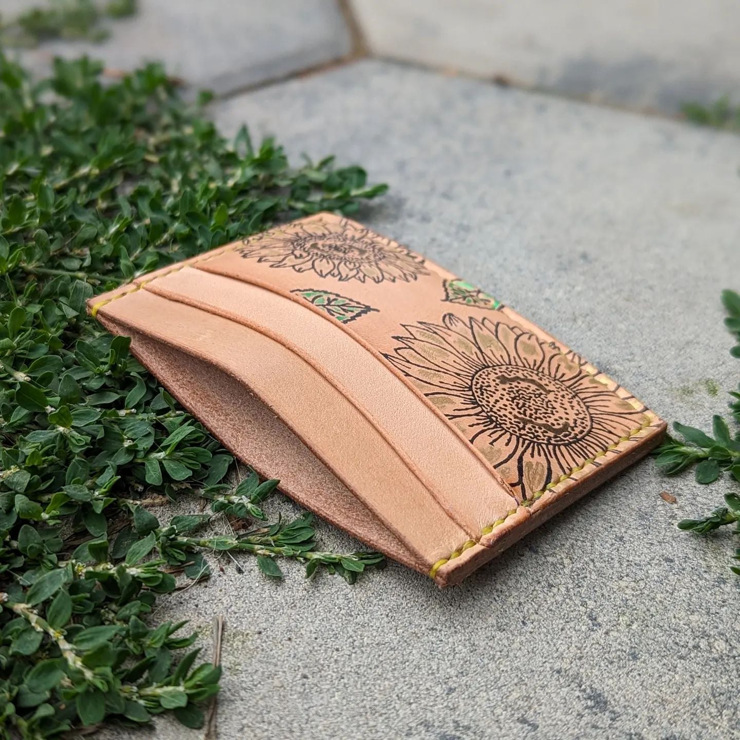 Three-Pocket Minimalist Wallet | Archival Ink Sunflowers