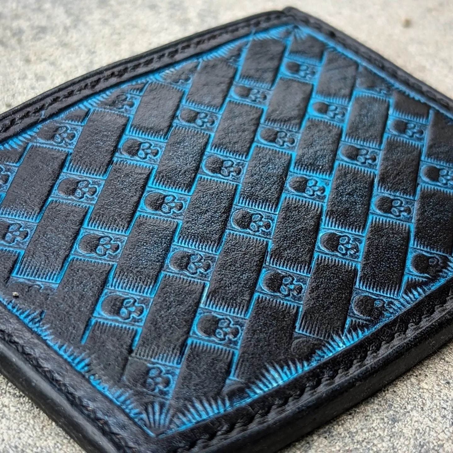 Three-Pocket Minimalist Wallet | Black + Turquoise Skulls